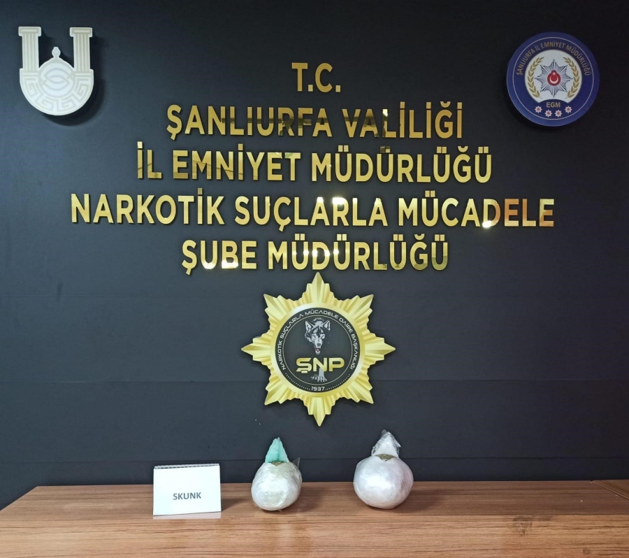 Şanlıurfa'da durdurulan otobüsten 2 kilo 100 gram skunk çıktı