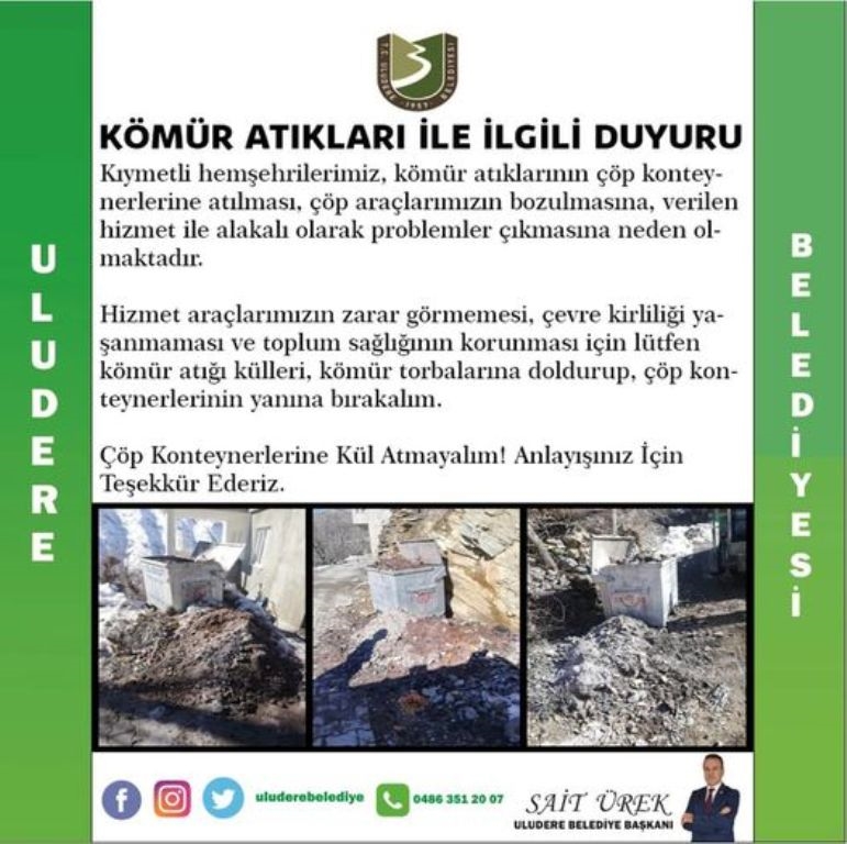 KÖMÜR ATIKLARI HİZMET ARAÇLARININ ZARAR GÖERMESİNE NEDEN OLUYOR