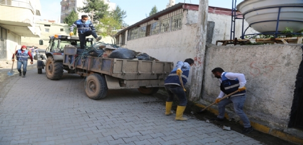 Cizre Belediyesi Kale ve Sur Mahallesini temizleyip, yıkadı