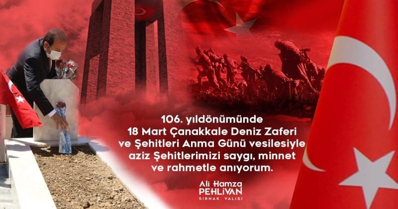 VALİ ALİ HAMZA PEHLİVAN’IN 18 MART ÇANAKKALE DENİZ ZAFERİ VE ŞEHİTLERİ ANMA GÜNÜ MESAJI