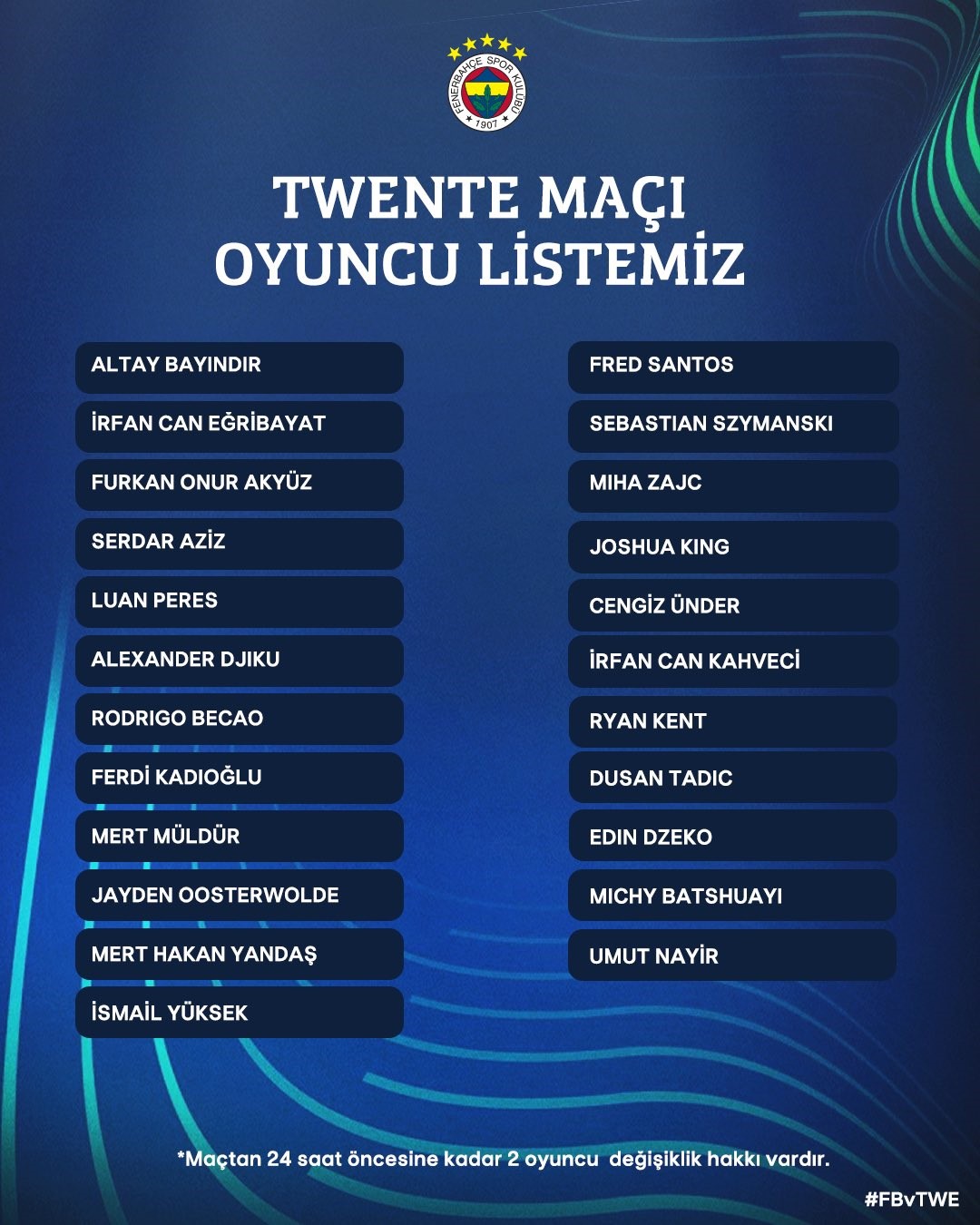 Fenerbahçe, yeni transferler Fred ve Cengiz Ünder'i UEFA listesine dahil etti