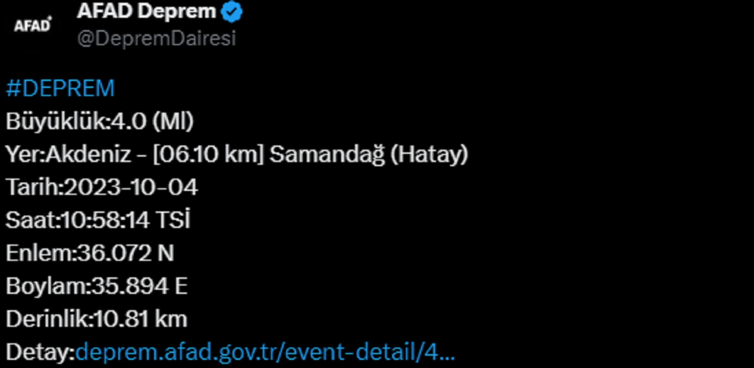 Hatay’da deprem!