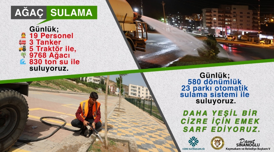 CİZRE’DE SULAMA İÇİN GÜNLÜK 830 TON SU KULLANILIYOR