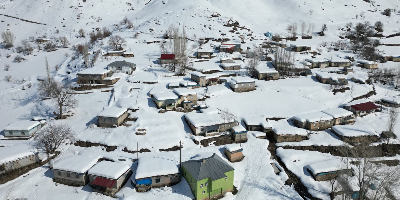 Beytüşşebap'ın 150 haneli köyünde tek katlı evler kara teslim oldu