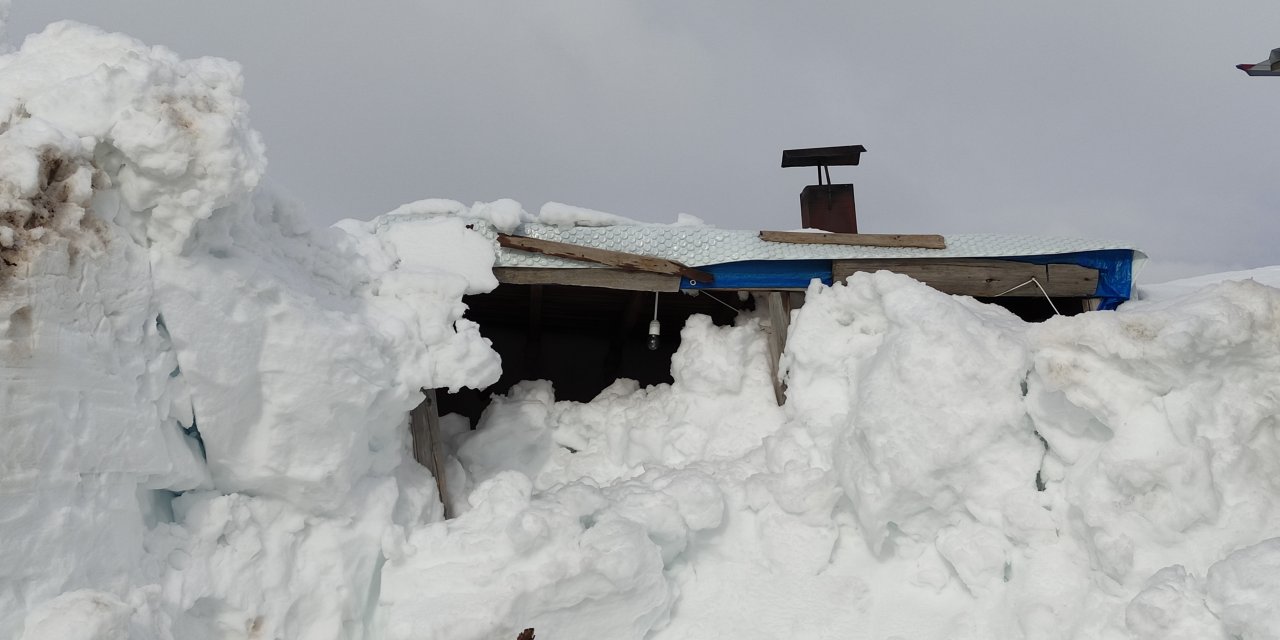 Ardahan'da yayla evleri kar altında