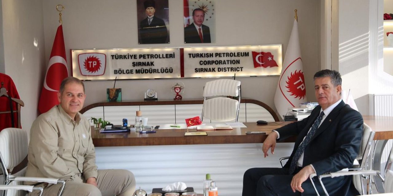 Şırnak Belediye Başkanı Mehmet Yarka, TPAO Bölge Müdürü Oğuz Şahin'i Ziyaret Etti