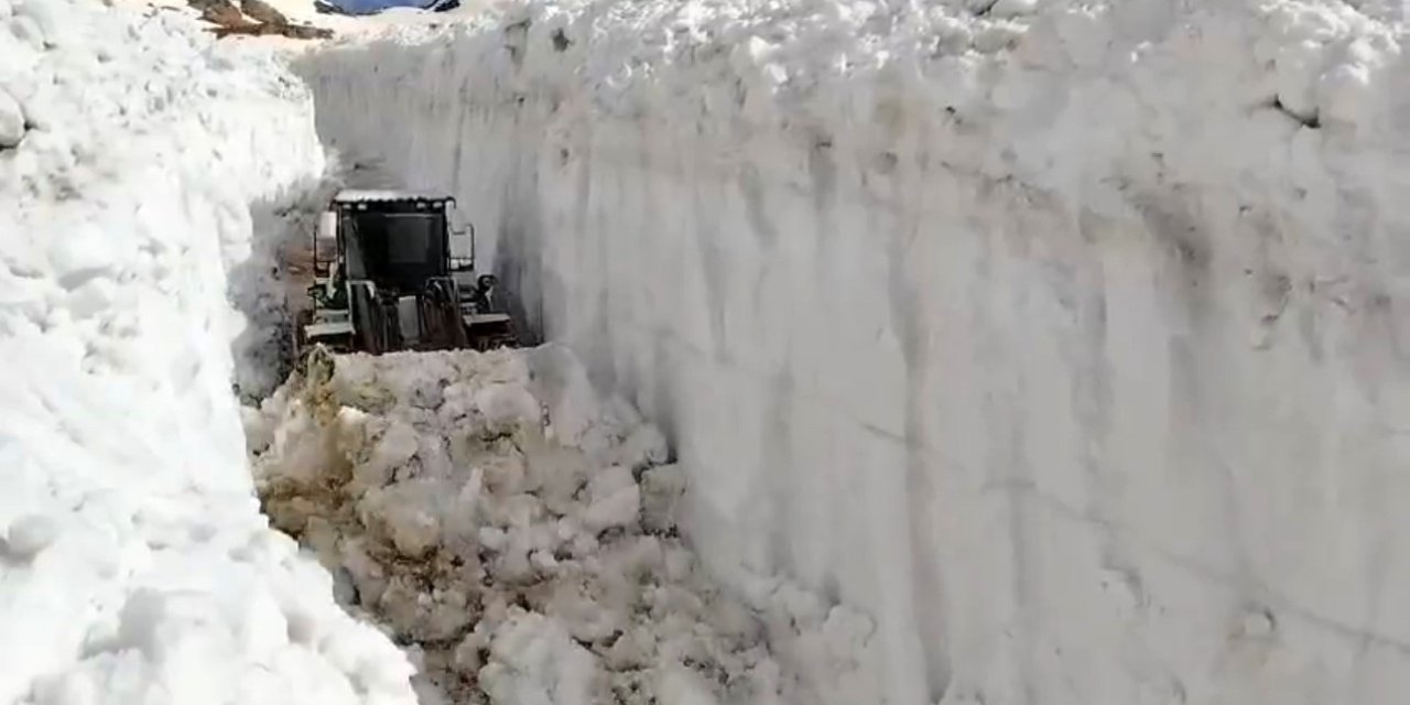 Hakkari'de yazın ortasında 6 metreyi aşan karla mücadele  devam ediyor