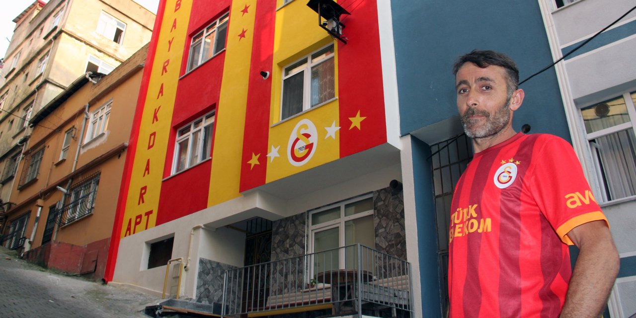 Giresunlu taraftar, Galatasaray sevdasıyla binasını sarı-kırmızıya boyadı