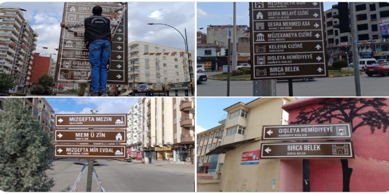 Cizre'deki tarihi mekanların yön tabelalarına Kürtçe'de eklendi