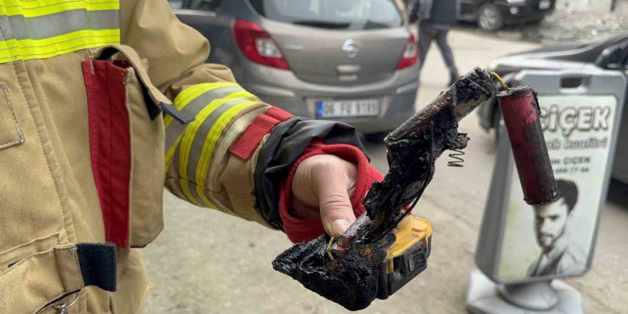 Şarjda bırakılan matkap bomba gibi patladı