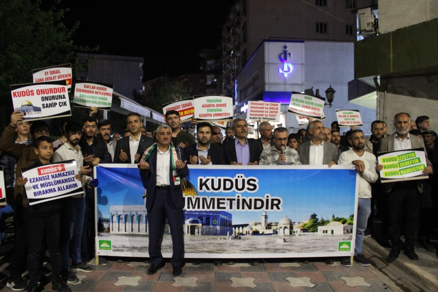 CİZRE’DE İSRAİL’İN MESCİD-İ AKSA’YA SALDIRILARI PROTESTO EDİLDİ