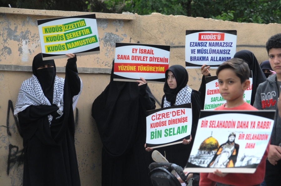 Cizre'de İsrail'in Mescid-i Aksa'ya saldırıları protesto edildi