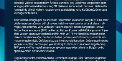 Adana Demirspor, Metin Öztürk ve Okan Buruk’u kınadı