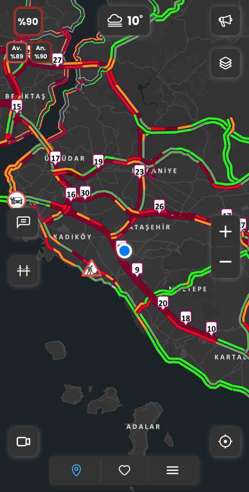 İstanbul’da trafik yoğunluğu yüzde 90’u geçti